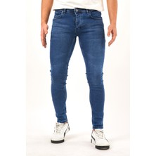 Modamesto Erkek Mavi Skinny Fit Jean Pantolon