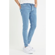 Modamesto Erkek Açık Mavi Skinny Fit Jean Pantolon