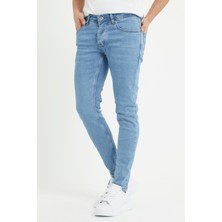 Modamesto Erkek Açık Mavi Skinny Fit Jean Pantolon