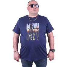 Starbattal Büyük Beden Sıfır Yaka Tişört New York City 23125 Marin