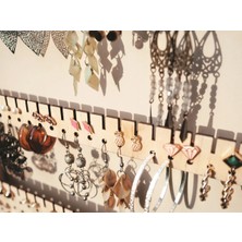 Marwin Craft Şık ve Fonksiyonel Ahşap Küpe Organizer, Sade Tasarımlı Küpe - Takı Düzenleyici 24x30