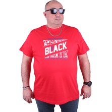 Starbattal Büyük Beden Erkek Baskılı Tişört Black 23127 Bordo