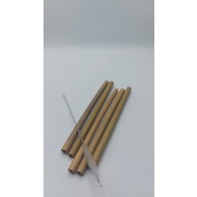 Pars Mum Doğal Bambu Pipet 19 cm 5 Li-Temizleme Telli