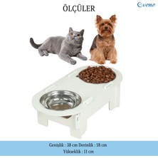 Evene Mama Su Kabı Paslanmaz Çelik Taslı 2'li Ahşap Kedi ve Köpek Suluk Oval Model