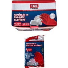 Tgb Bulaşık Temizlik Ev Iş Eldiveni - Kırmızı - No: 9 / Large - 30 Adet Kutu