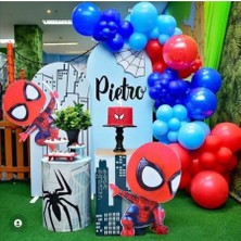 Meri Parti 60  Adet Balon ve Balon Zinciri Kırmızı Mavi Lacivert Balon Örümcek Adam Balon Konsept