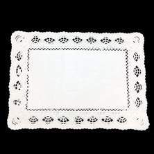 abnturk 10 Adet Dantel Modeli Kağıt Dikdörtgen Tepsi Altlığı 26X37CM Kağıt Altlık Peçete