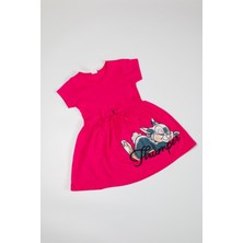 The Red Kids Kısa Kollu Tavşanlı Yazlık Fuşya Elbise