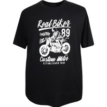 Maruf Shop Erkek Büyük Beden Battal Boy Baskılı Bisiklet Yaka Tişört