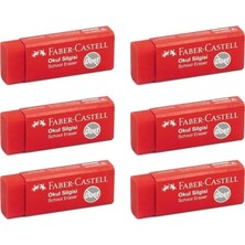 Faber-Castell Kırmızı Slgi Orta Boy 6 Adet Faber Silgi Dust Kırmızı Orta Boy Kırmızı Okul Silgisi