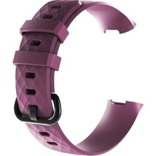 Markacase Fitbit Charge 3 Için Silikon Kordon Kayış Mor (L)