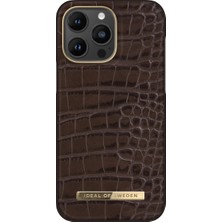 Ideal Of Sweden Atelier Case Apple iPhone 12/13 Pro Max Uyumlu Tasarım Pu Deri Kılıf - Deep Walnut Croco