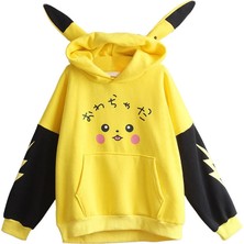 Lepold Unisex Sarı Pikaçu Özel Tasarım Çocuk Sweatshirt