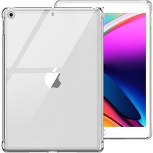 Apple iPad 7. Nesil 10.2 Inç 2019 Köşe Korumalı Şeffaf Anti Shock Slikon Kılıf + Nano Ekran Koruyucu  A2198 A2197 A2200 Seri