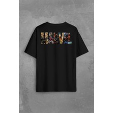 Kendim Seçtim Marvel Spiderman Hulk Deadpool Iron Man Sırt Ön Baskılı Oversize Tişört T-Shirt