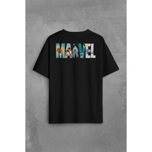 Kendim Seçtim Marvel Spiderman Hulk Deadpool Iron Man Sırt Ön Baskılı Oversize Tişört T-Shirt