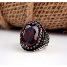Takı925 Zirkon Taşlı Oval Model 925 Ayar Gümüş Erkek Yüzük