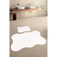 Bonny Home Anatolia 2'li Krem 80X140 + 50X70 cm Büyük Ebat Banyo Paspası Seti Kaymaz Tabanlı Klozet Takımı