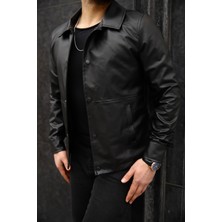 S/B Collection SB Collection Erkek Siyah Deri Baharlık Ceket