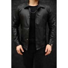 S/B Collection SB Collection Erkek Siyah Deri Baharlık Ceket
