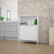 Modilayn Çift Gözlü Sepetli Kirli Çamaşır Dolabı Banyo Dolabı