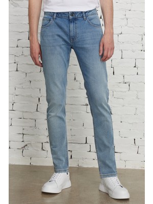 Altınyıldız Classics Erkek Mavi Ekstra Slim Fit Dar Kesim Pamuklu Esnek Rıss Jean Kot Pantolon Denim
