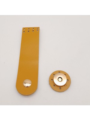 Angel Çanta Aksesuar 11X3 cm Hardal Düz Çanta Kapağı Light Gold Metalli