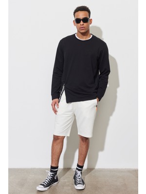 ALTINYILDIZ CLASSICS Erkek Siyah Standart Fit Normal Kesim Bisiklet Yaka Sweatshirt