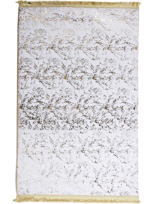 Dericibey Gold Varaklı Kuş Ayağı Modelli Beyaz Peluş Halı 120 x 180 Cm