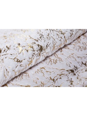 Dericibey Gold Varaklı Kuş Ayağı Modelli Beyaz Peluş Halı 120 x 180 Cm