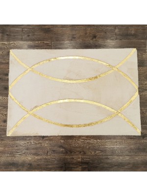 Dericibey Krem Gold Bordürlü Peluş Halı 160 x 230 Cm