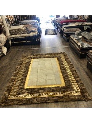 Dericibey Gold Varaklı Kahverengi & Krem Toskana Halı 120 x 180 Cm