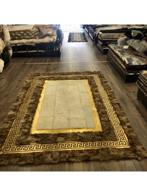 Dericibey Gold Varaklı Kahverengi & Krem Toskana Halı 120 x 180 Cm