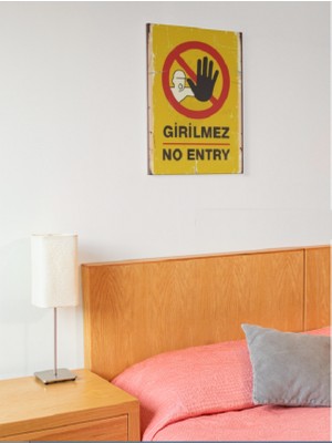 Nature Design Girilmez No Entry (20 cm x 30 Cm) Retro Ahşap Mdf Poster