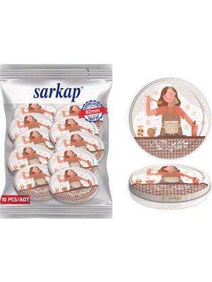 Sarkap 82mm Aşçı Kadın Temalı 10 Adet Hijyenik Kavanoz Kapağı - Standart Cam Kavanozlar İçin
