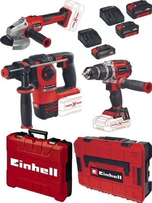 Einhell Tp-Cd 18/60 Li-I Bl Matkap Herocco 18V Kırıcı Axxio 18/115 Q Avuç Taşlama 2X4.0+2.5AH Kömürsüz Profesyonel Akülü Set