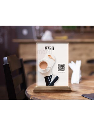 Bk Gift Restoran & Cafe & Barlara Özel Ahşap Standlı Pleksi Qr Kod Menü, Cafe&bar Için Qr Kodlu Tabela, Qr Kodlu Masa Dekoru-14
