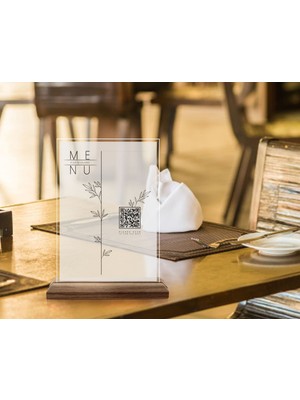 Bk Gift Restoran & Cafe & Barlara Özel Ahşap Standlı Pleksi Qr Kod Menü, Cafe&bar Için Qr Kodlu Tabela, Qr Kodlu Masa Dekoru-10