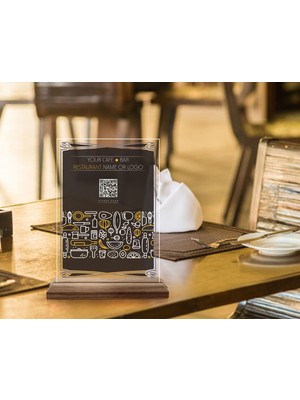 Bk Gift Restoran & Cafe & Barlara Özel Ahşap Standlı Pleksi Qr Kod Menü, Cafe&bar Için Qr Kodlu Tabela, Qr Kodlu Masa Dekoru - 10 Adet-11