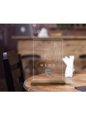 Bk Gift Restoran & Cafe & Barlara Özel Ahşap Standlı Pleksi Qr Kod Menü, Cafe&bar Için Qr Kodlu Tabela, Qr Kodlu Masa Dekoru-7