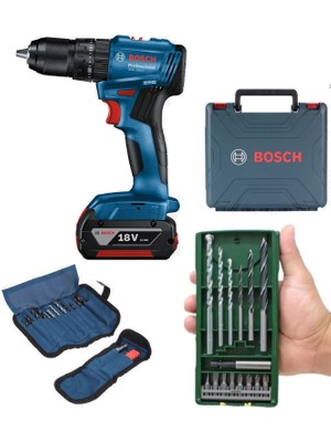 Bosch Tek Akülü Kömürsüz Darbeli Matkap Vidalama Şarjlı Matkap + 23 Parça Aksesuar + 15 Parça Aksesuar Seti