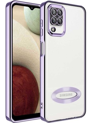 Case Street Casestreet Samsung Galaxy A12 Kılıf Logo Gösteren Kamera Korumalı Silikon Mor