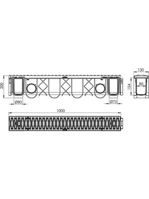 Lux Wares 130X200X1000 Drenaj Kanalı Izgaralı