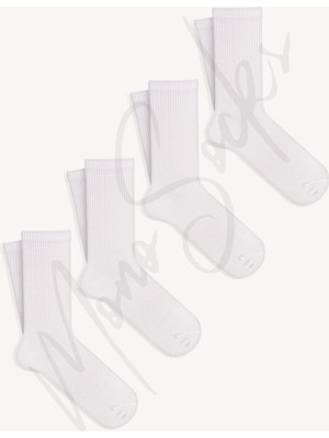 Mono Socks Super Basic 4'lü Pamuklu Beyaz Spor Çorap