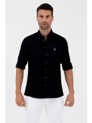 U.S. Polo Assn. Slim Fit Uzun Kollu Siyah Erkek Gömlek 1571695