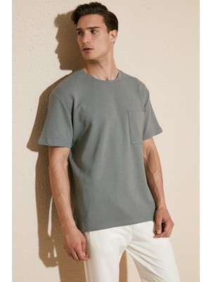 Buratti Bisiklet Yaka Tek Cepli Pamuklu Oversize T Shirt Erkek T Shirt 5902305