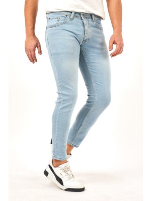 Modamesto Erkek Buz Mavi Skinny Fit Jean Pantolon