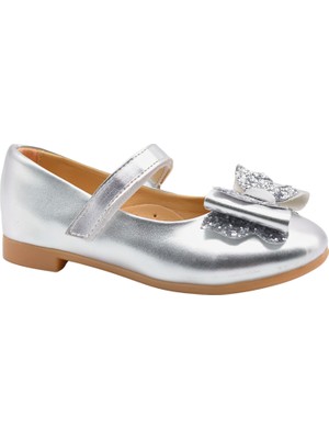 Kids A More Princesa Kurdele Detaylı Kız Çocuk Babet Ayakkabı Gümüş10