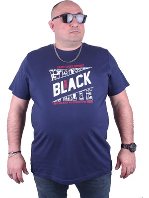 Starbattal Büyük Beden Erkek Baskılı Tişört Black 23127 Marin