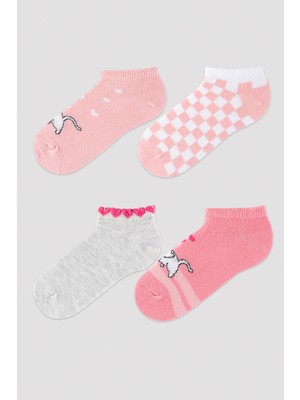 Penti Kız Çocuk Kedili 4lü Patik Çorap